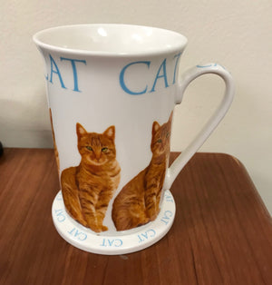 Porcelain Cat Mug and Coaster Set