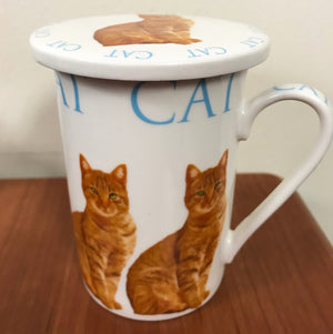 Porcelain Cat Mug and Coaster Set